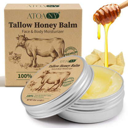 ATOANY Organic Grass-Fed Beef Tallow Balm, All-Natural Face & Body Moisturizer Cream, Skin Care for Sensitive Skin, 2.5 Oz (2Pack)